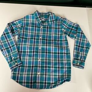 Janie and Jack Blue and Green Plaid Button Down Shirt Size 8 -Kids-Boy